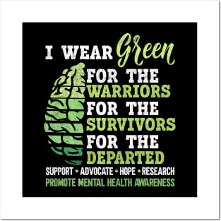 Mental Health Awareness Matters Support I Wear Green Posters and Art